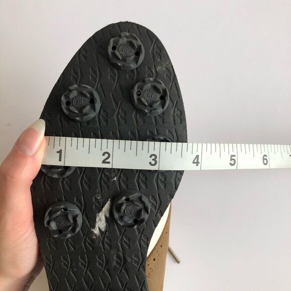 Reebok Vintage Suede Leather Lace Up Golf Sneakers Cleats Shoes Tan White - Picture 8 of 13